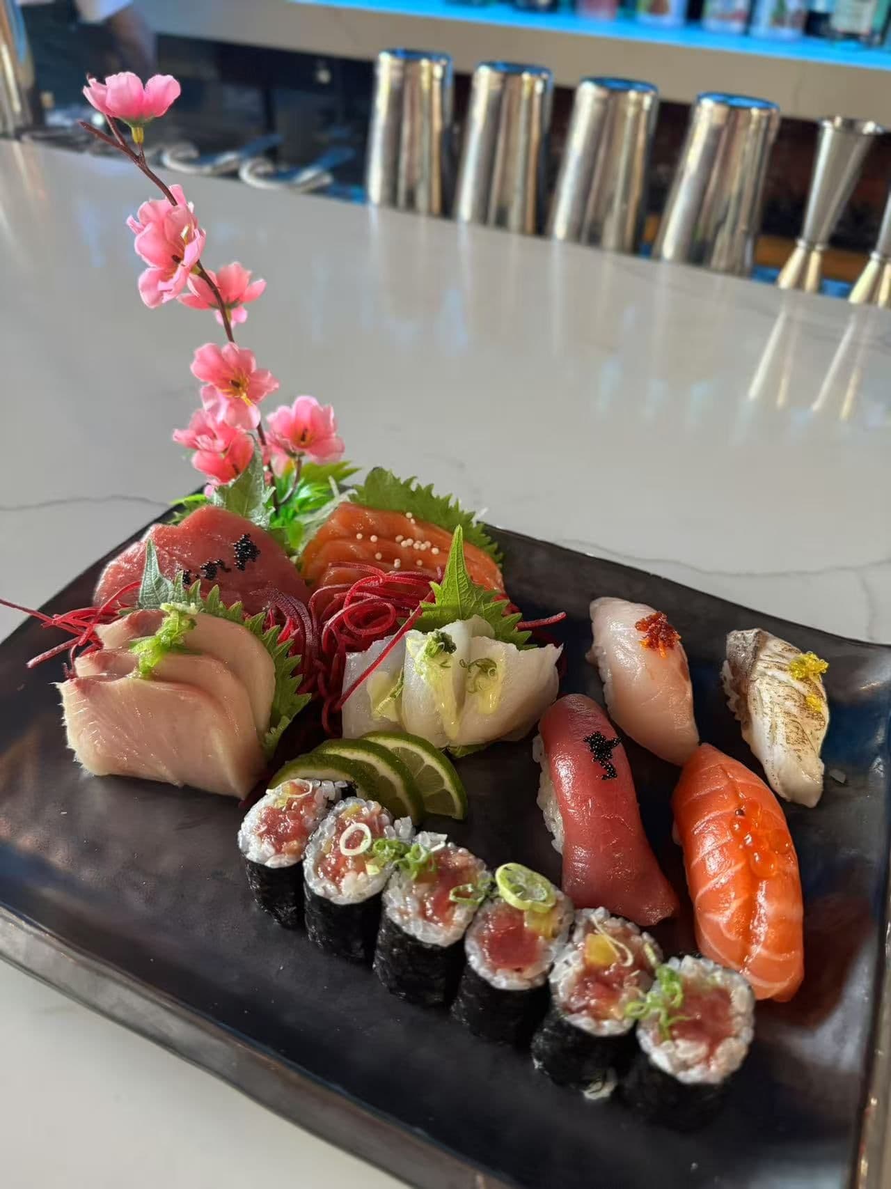 Mixed sushi and sashimi platter